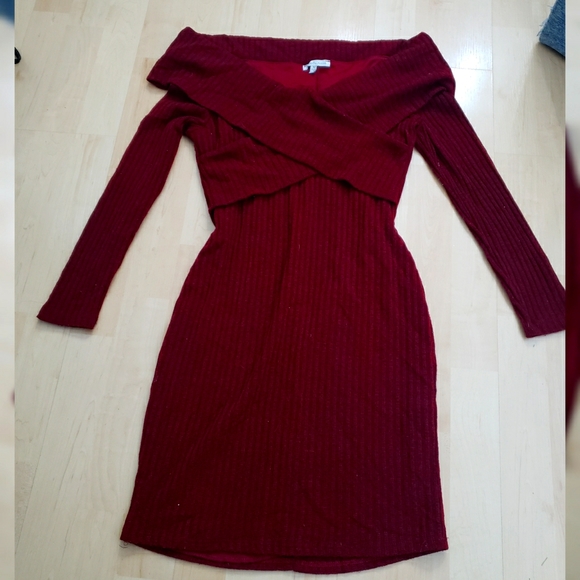 Charlotte Russe Off Shoulder Ribbed Sweater Dress - Picture 2 of 3